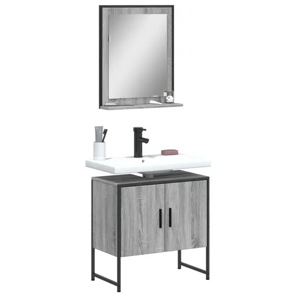 Gossi set dulapuri baie, 2 piese, gri sonoma, lemn prelucrat