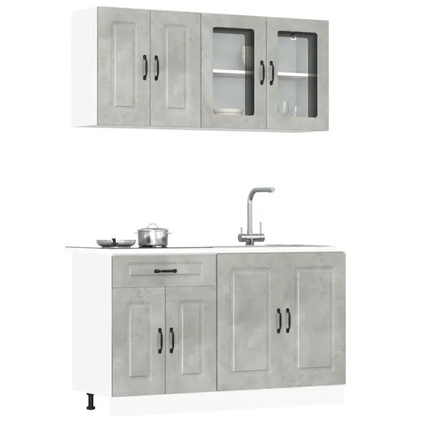 Gossi set dulapuri de bucatarie 4 piese „kalmar” gri beton lemn