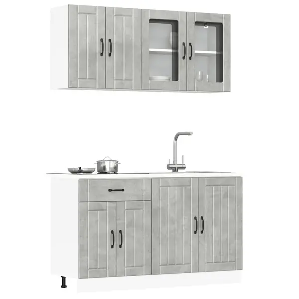 Gossi set dulapuri de bucatarie 4 piese „kalmar” gri beton lemn