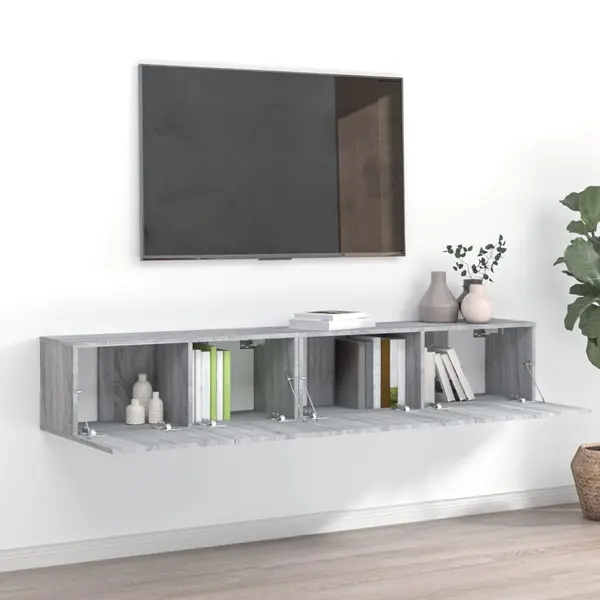 Gossi set dulapuri tv, 2 piese, gri sonoma, lemn prelucrat