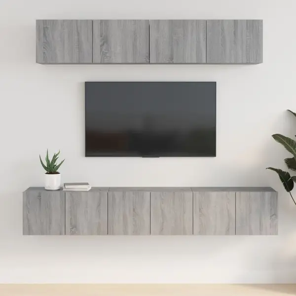 Gossi set dulapuri tv, 5 piese, gri sonoma, lemn prelucrat