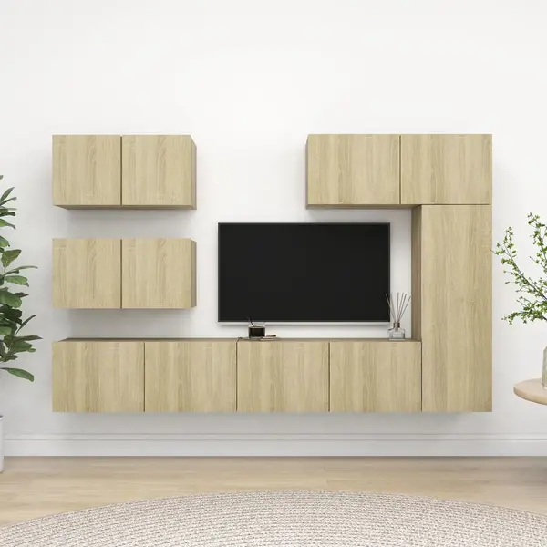 Gossi set dulapuri tv, 6 piese, stejar sonoma, lemn prelucrat