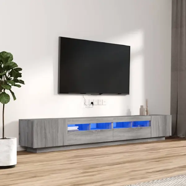 Gossi set dulapuri tv cu led, 3 piese, gri sonoma, lemn prelucrat
