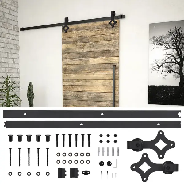 Gossi set feronerie pentru usi glisante skien, negru, 183 cm, otel
