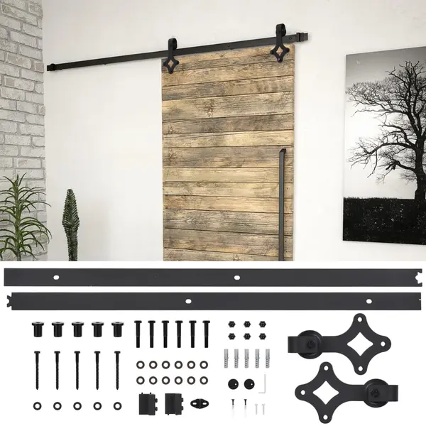 Gossi set feronerie pentru usi glisante skien, negru, 200 cm, otel