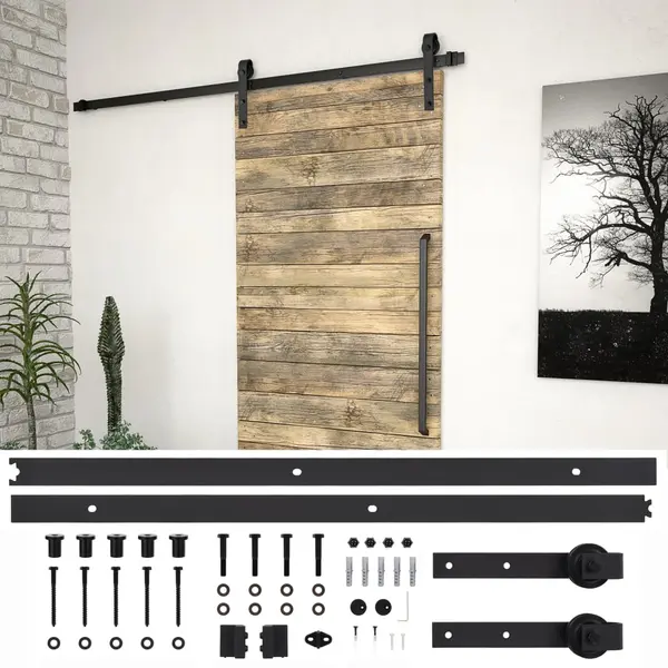 Gossi set feronerie pentru usi glisante skien, negru, 200 cm, otel
