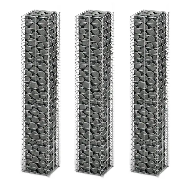 Gossi set gabioane, 3 buc, sarma galvanizata, 25 x 25 x 150 cm