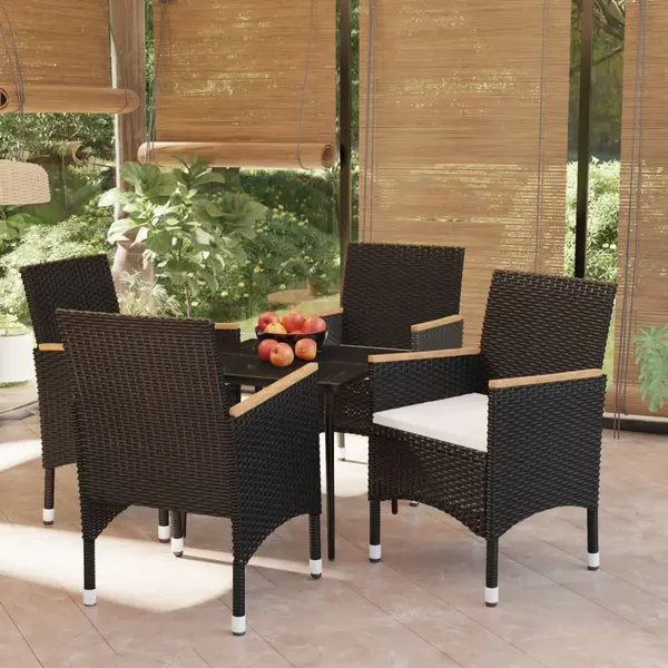 Gossi set masa pentru gradina, 5 piese, cu perne, negru