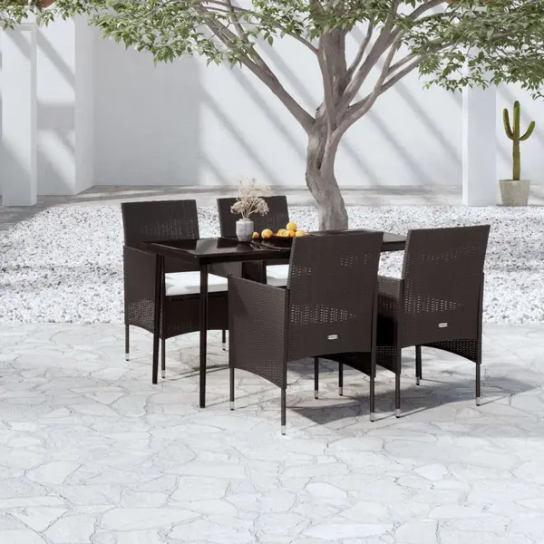 Gossi set masa pentru gradina, 5 piese, cu perne, negru