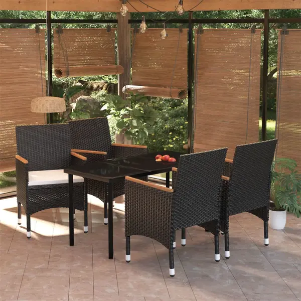 Gossi set masa pentru gradina, 5 piese, cu perne, negru