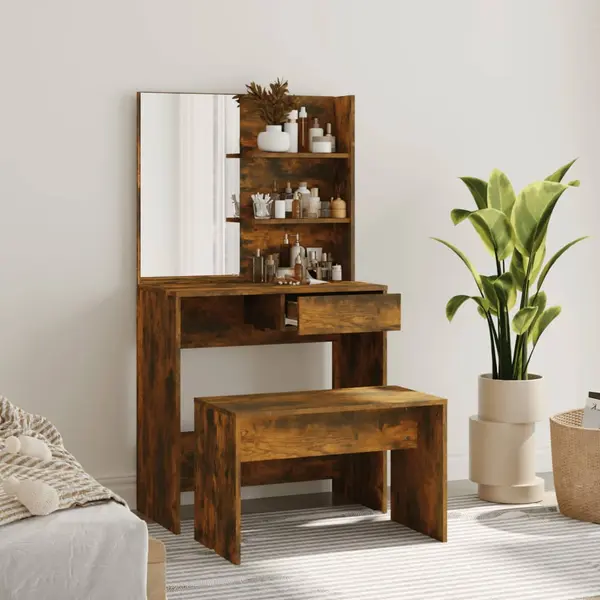 Gossi set masuta de toaleta, stejar afumat, 74,5x40x141 cm