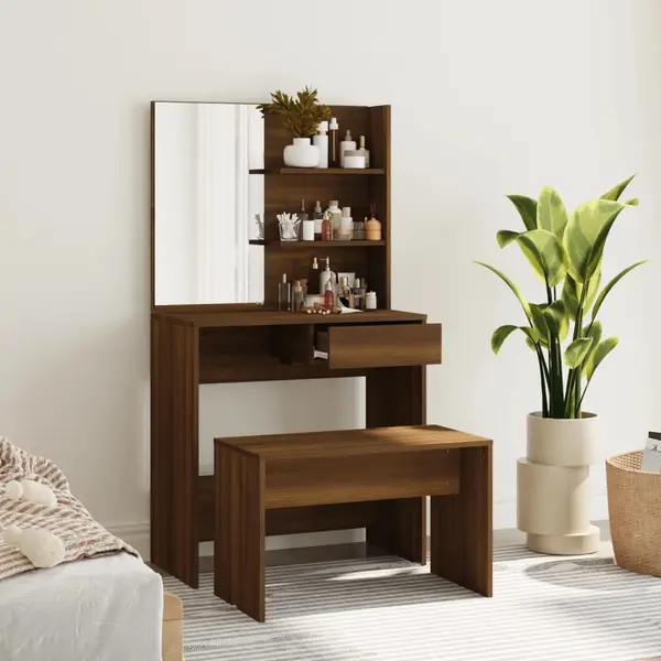 Gossi set masuta de toaleta, stejar maro, 74,5x40x141 cm