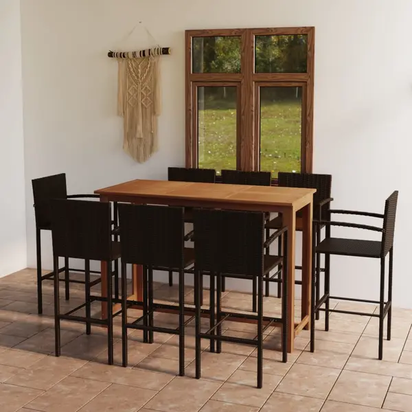 Gossi set mobilier bar de gradina, 9 piese, maro