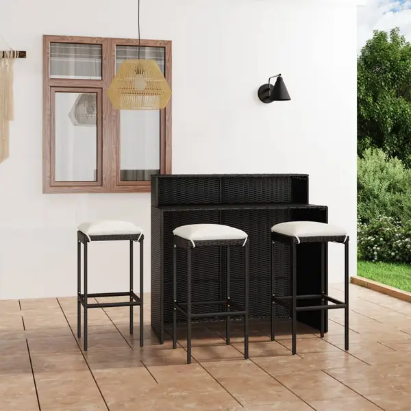 Gossi set mobilier bar de gradina cu perne, 4 piese, negru