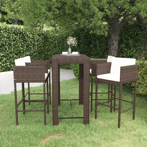 Gossi set mobilier bar de gradina cu perne, 5 piese, maro, poliratan