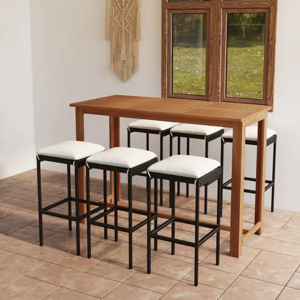 Gossi set mobilier bar de gradina cu perne, 7 piese, negru