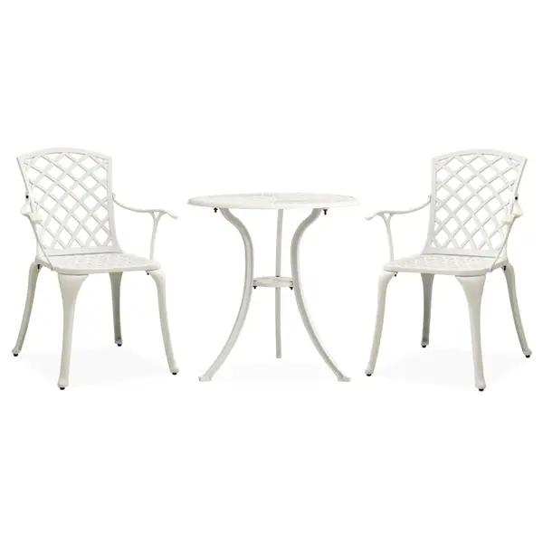 Gossi set mobilier bistro, 3 piese, alb, aluminiu turnat