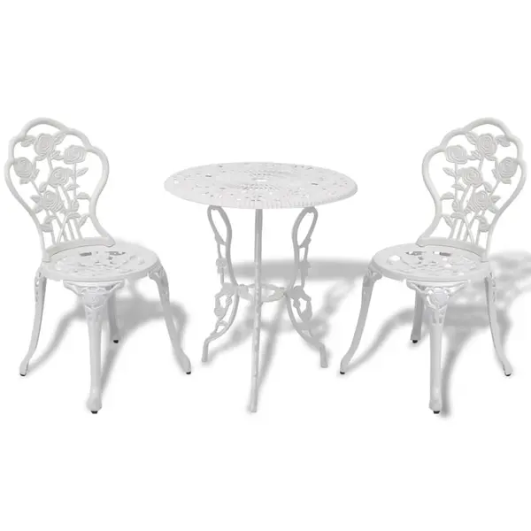 Gossi set mobilier bistro, 3 piese, alb, aluminiu turnat