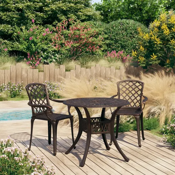 Gossi set mobilier bistro, 3 piese, bronz, aluminiu turnat