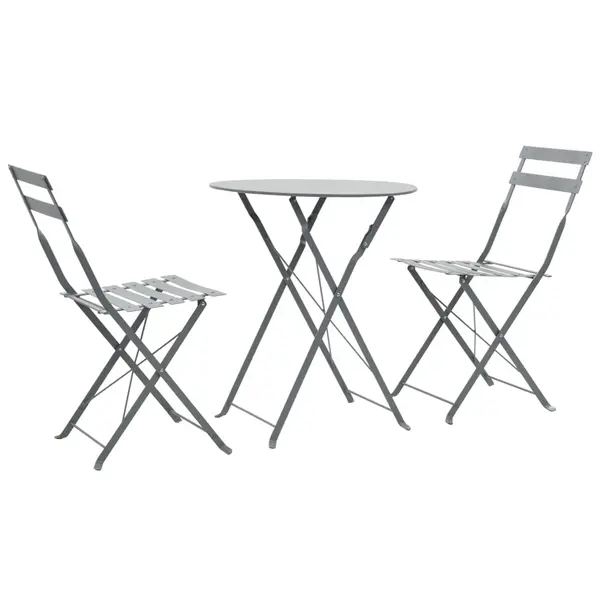 Gossi set mobilier bistro, 3 piese, gri, otel