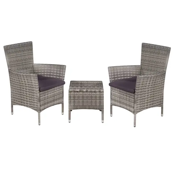 Gossi set mobilier bistro, 3 piese, gri, poliratan