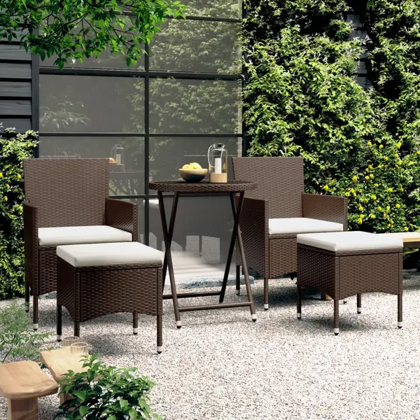Gossi set mobilier bistro, 3 piese, maro, poliratan/sticla securizata