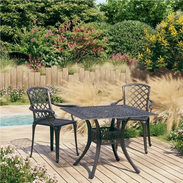 Gossi set mobilier bistro, 3 piese, negru, aluminiu turnat