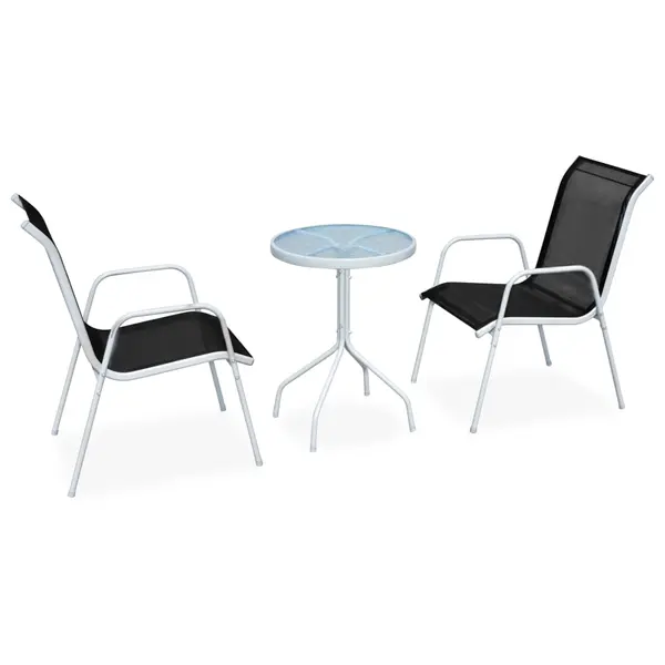Gossi set mobilier bistro, 3 piese, negru, otel