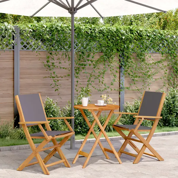 Gossi set mobilier bistro, 3 piese, textil antracit/lemn masiv