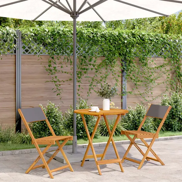 Gossi set mobilier bistro, 3 piese, textil antracit/lemn masiv