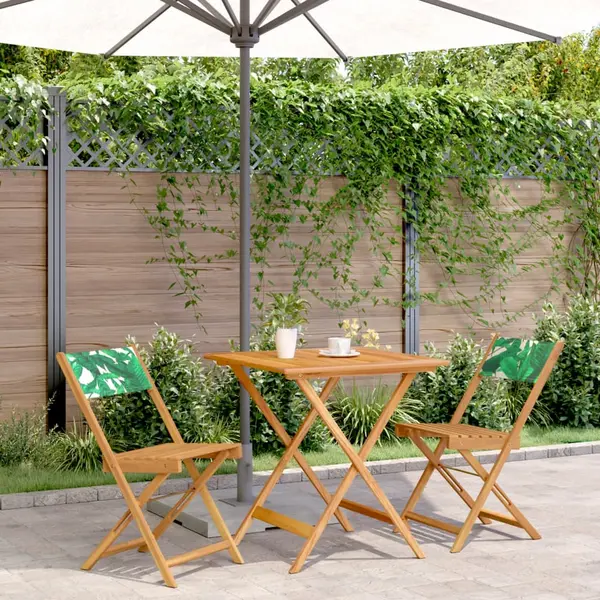 Gossi set mobilier bistro, 3 piese, textil model frunze/lemn masiv