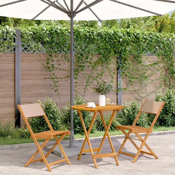 Gossi set mobilier bistro, 3 piese, textil taupe/lemn masiv