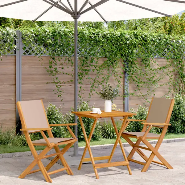 Gossi set mobilier bistro, 3 piese, textil taupe/lemn masiv
