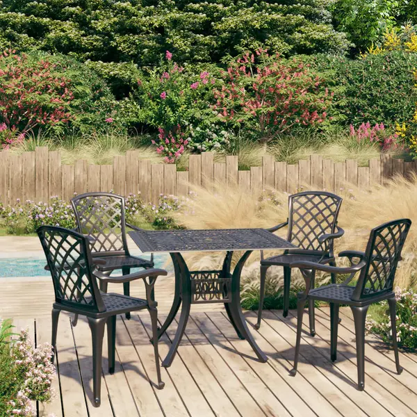 Gossi set mobilier bistro, 5 piese, negru, aluminiu turnat