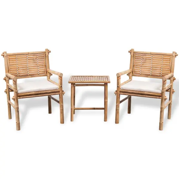 Gossi set mobilier bistro cu perne, 3 piese, bambus