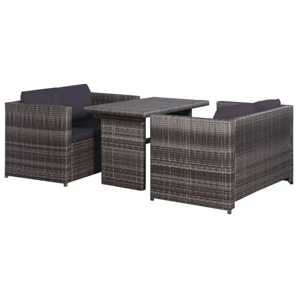 Gossi set mobilier bistro cu perne, 3 piese, gri, poliratan
