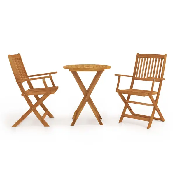 Gossi set mobilier bistro pliabil, 3 piese, lemn masiv de acacia