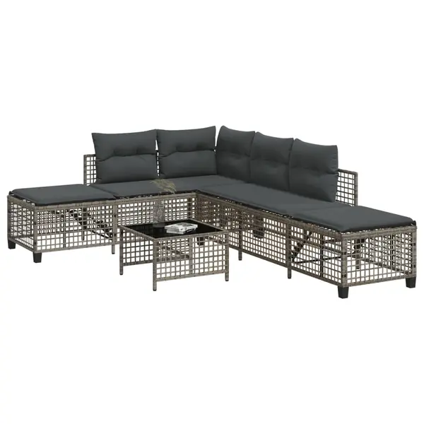 Gossi set mobilier coltar de gradina cu perne 3 piese gri poliratan