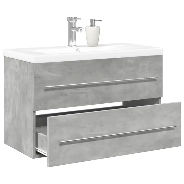 Gossi set mobilier de baie, 2 piese, gri beton, lemn compozit