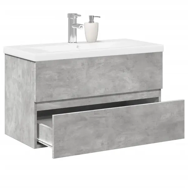 Gossi set mobilier de baie, 2 piese, gri beton, lemn compozit