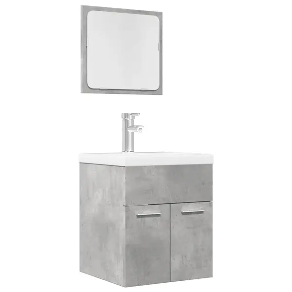 Gossi set mobilier de baie, 2 piese, gri beton, lemn compozit