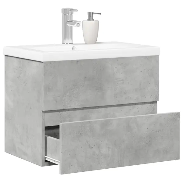 Gossi set mobilier de baie, 2 piese, gri beton, lemn compozit