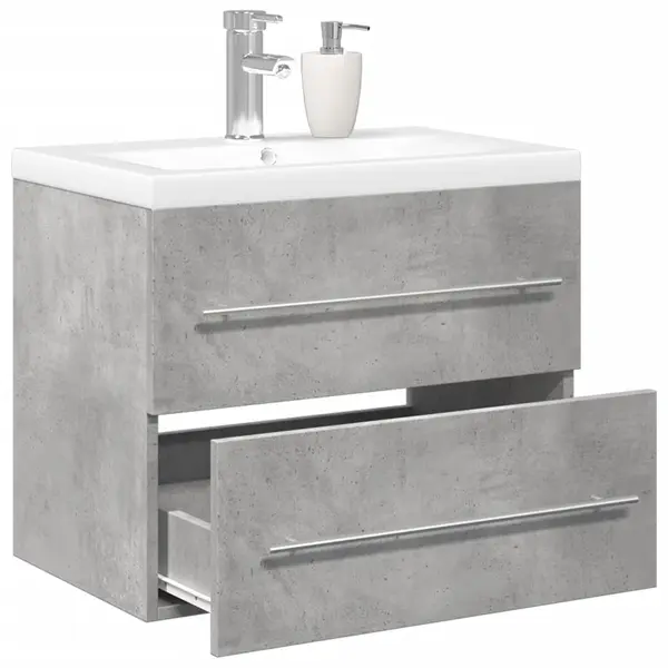 Gossi set mobilier de baie, 2 piese, gri beton, lemn compozit
