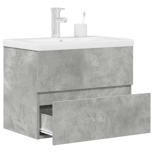 Gossi set mobilier de baie, 2 piese, gri beton, lemn compozit