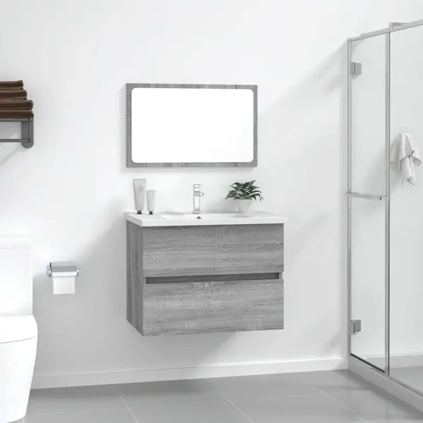 Gossi set mobilier de baie, 2 piese, gri sonoma, lemn prelucrat