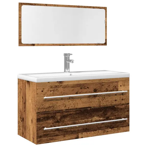 Gossi set mobilier de baie, 2 piese, lemn vechi, lemn prelucrat