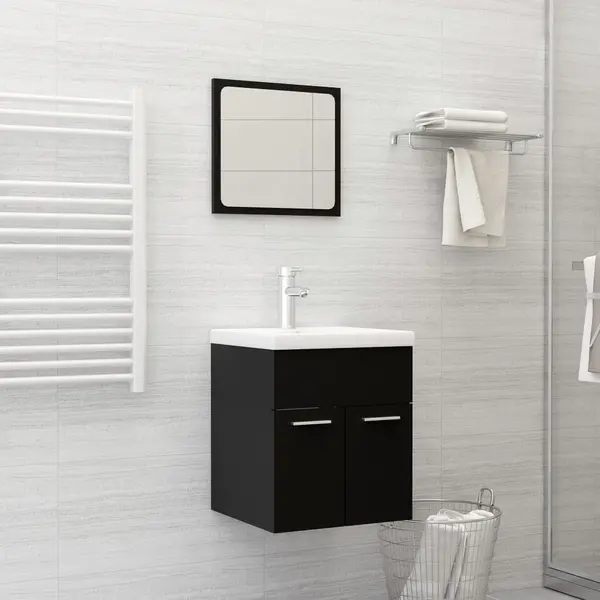 Gossi set mobilier de baie, 2 piese, negru, pal