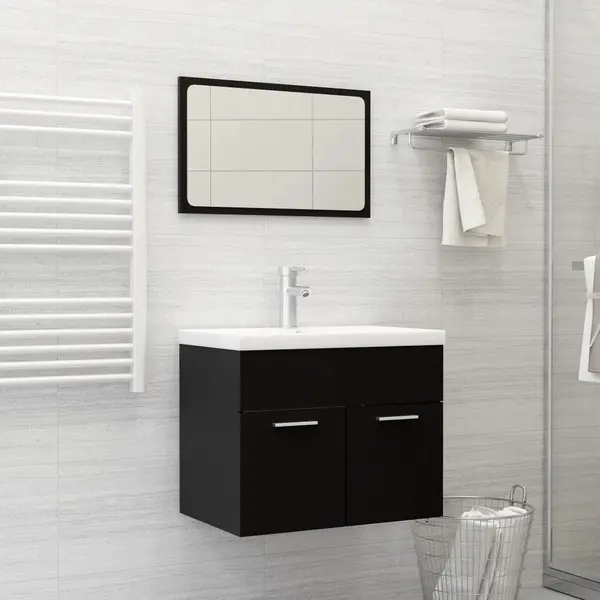 Gossi set mobilier de baie, 2 piese, negru, pal