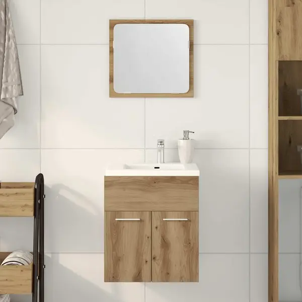 Gossi set mobilier de baie, 2 piese, stejar artizanal, lemn prelucrat
