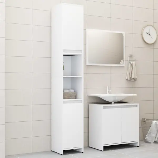 Gossi set mobilier de baie, 3 piese, alb, lemn prelucrat